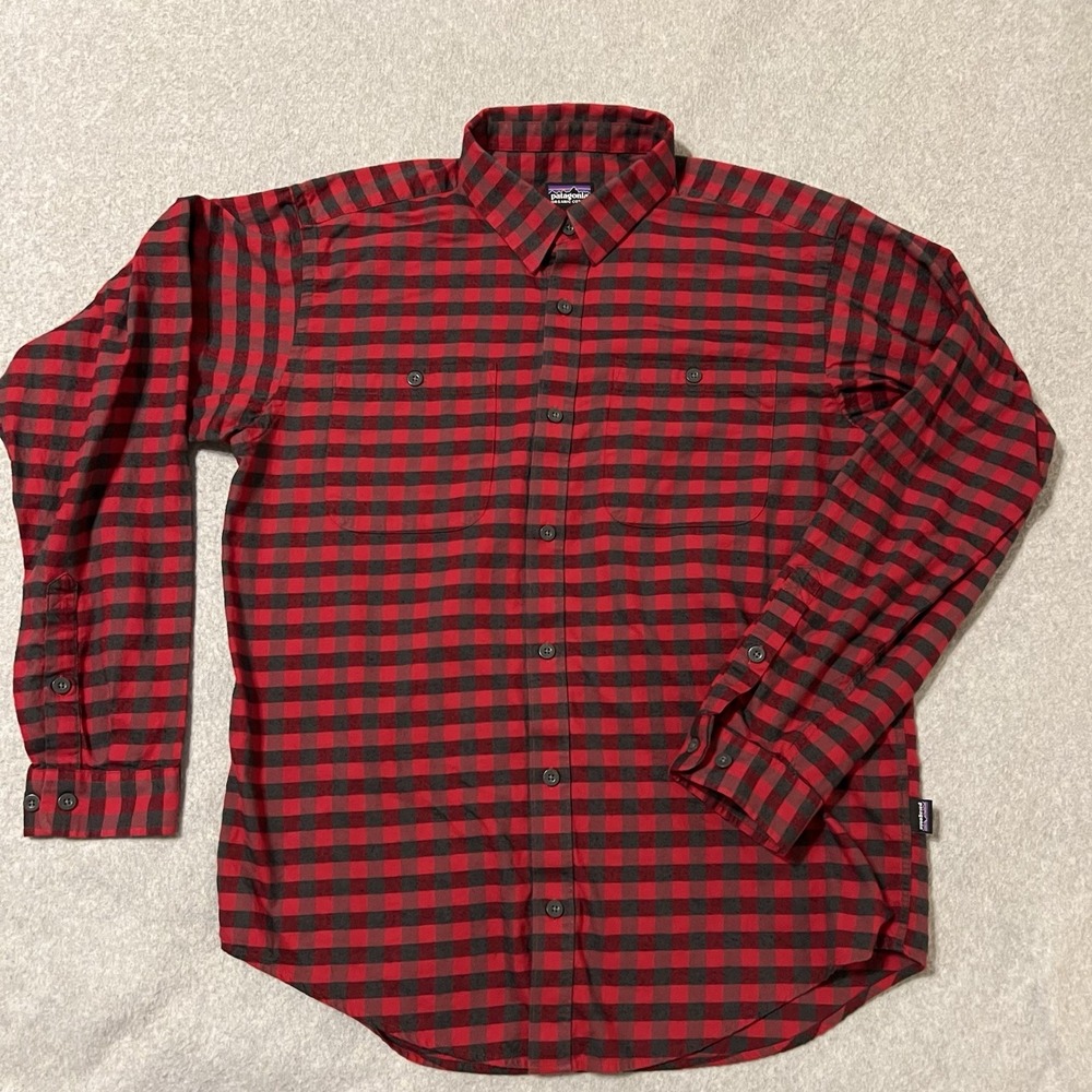 Patagonia Shirt Mens Medium Red Buffalo Check Plaid Hiking Outdoor Mountain GORP